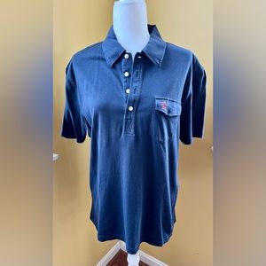 PENGUIN men’s navy blue collared short sleeve shirt size L